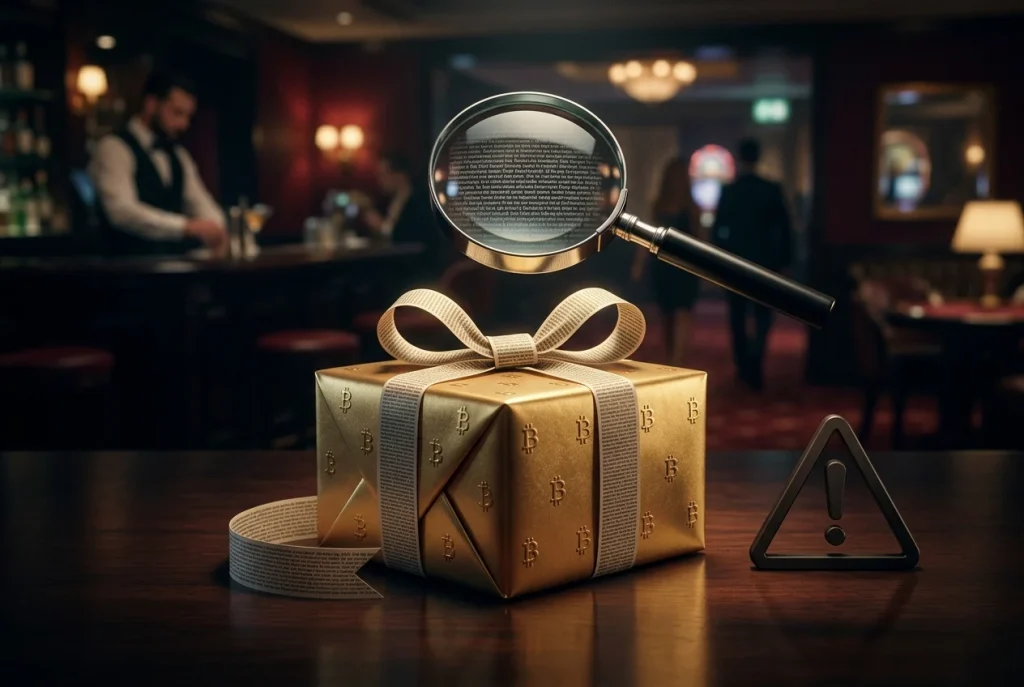 Crypto casino welkomstbonus met bitcoin en waarschuwing over voorwaarden